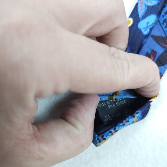 Ermenegildo Zegna Blue Red Neon Floral Print 100% Silk Neck Tie Designer - Picture 5 of 7